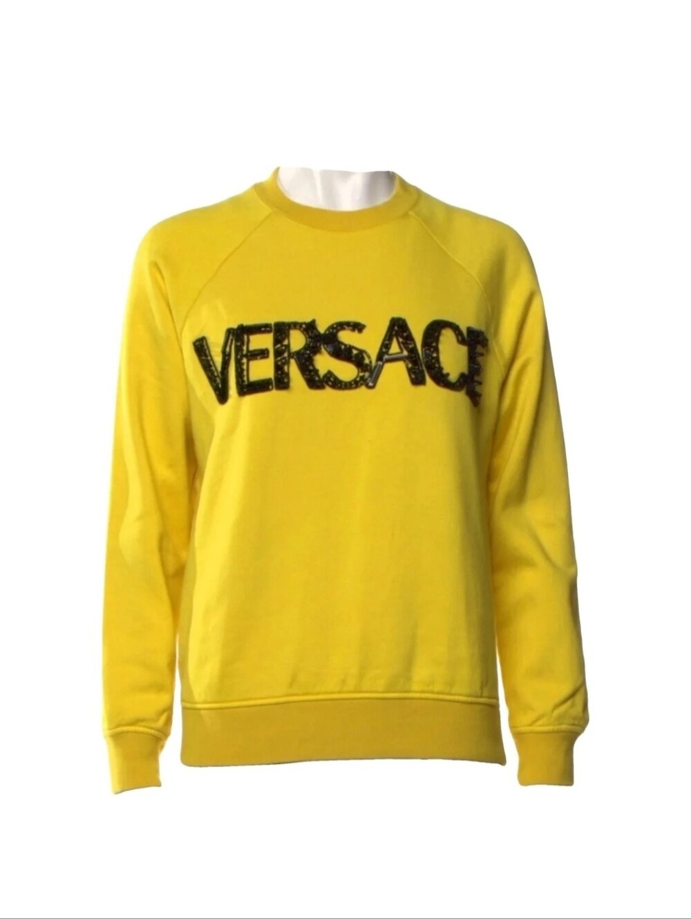 Versace Yellow Crewneck Sweater with Black Logo